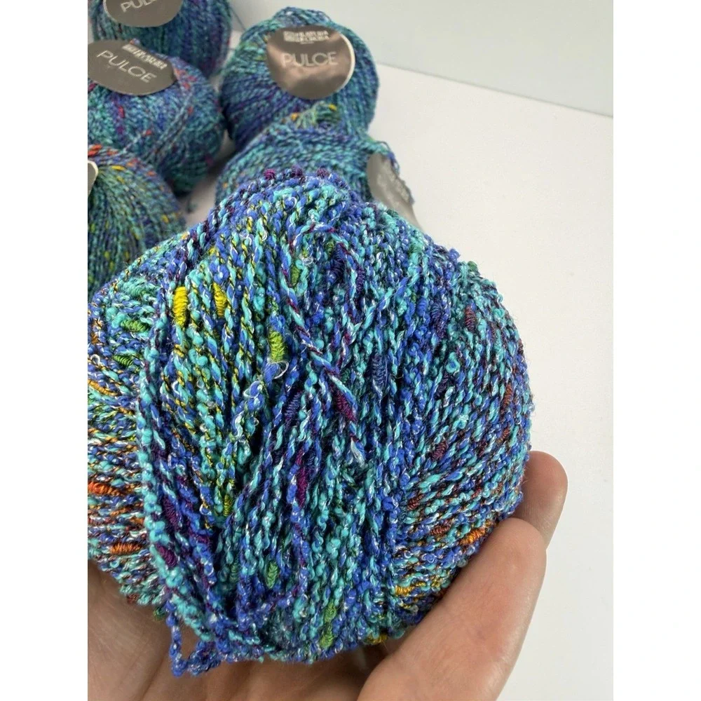 Filatura Di Crosa Yarn Pulce Cotton Nylon Acrylic Lot Of 7 Blues